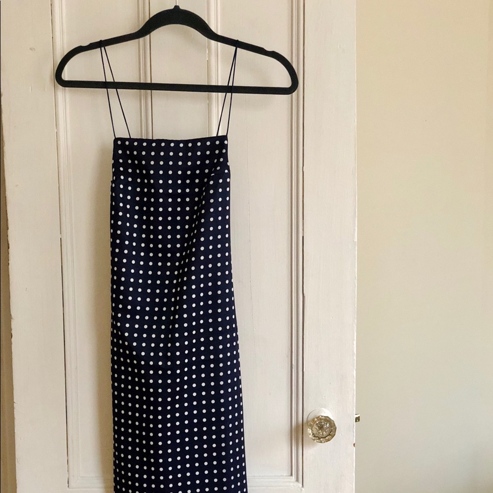 Navy Polka Dot Slip Dress